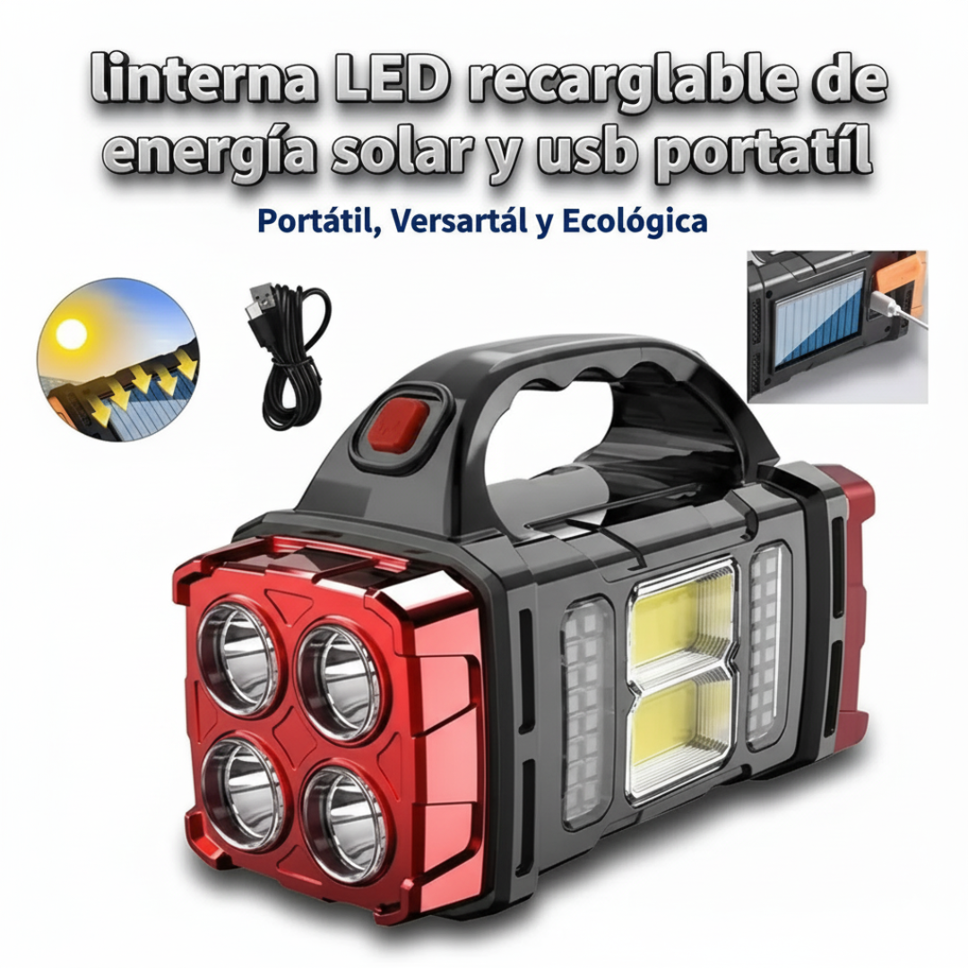 Linterna LED Carga Solar Portátil