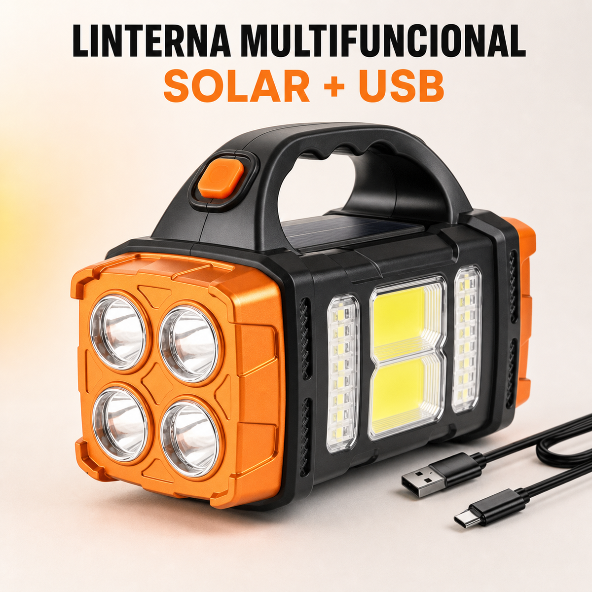 Linterna LED Carga Solar Portátil