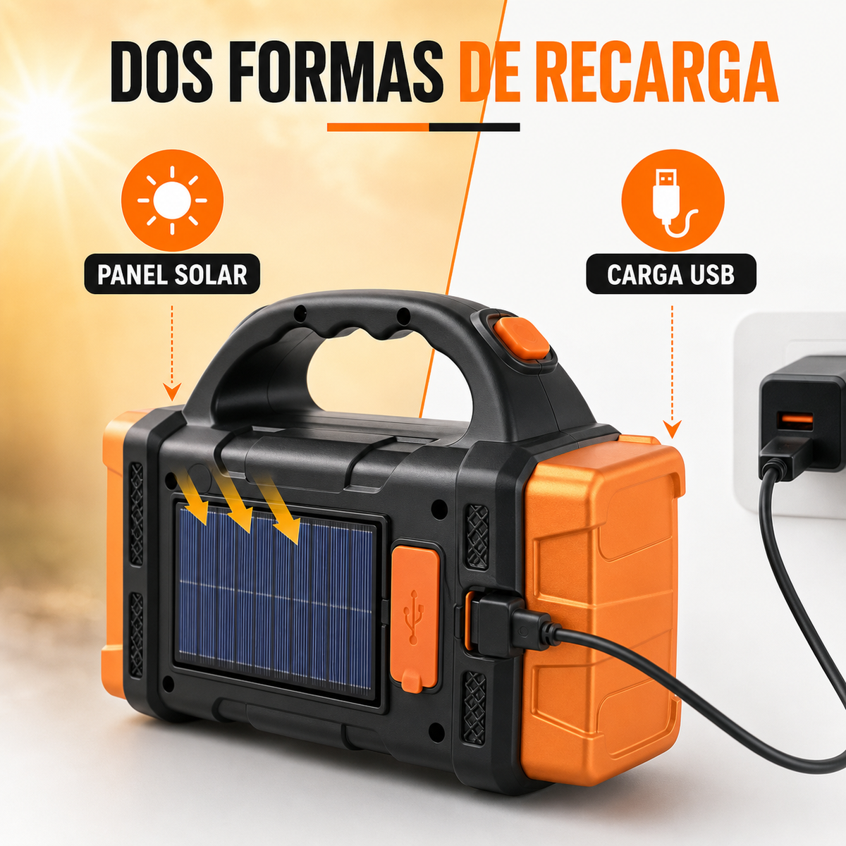 Linterna LED Carga Solar Portátil