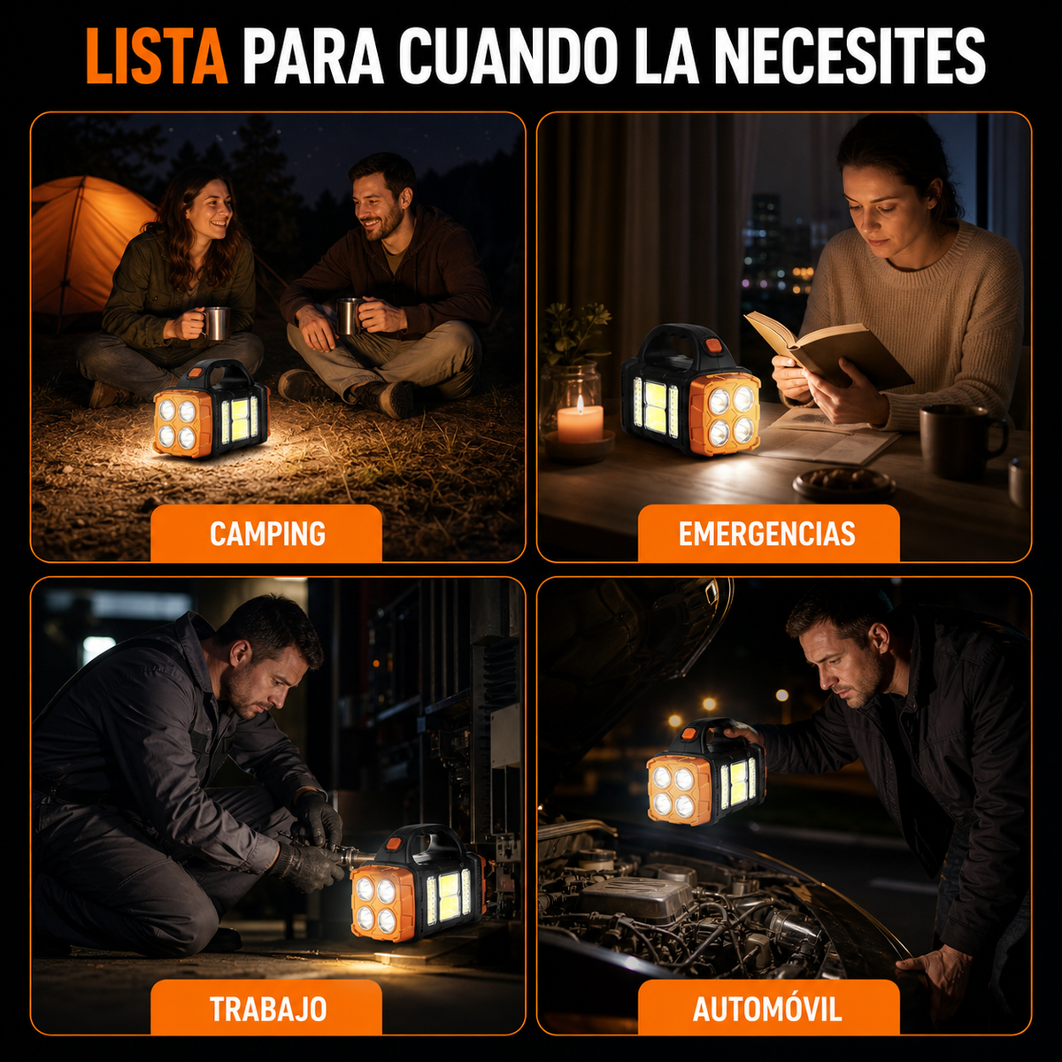 Linterna LED Carga Solar Portátil