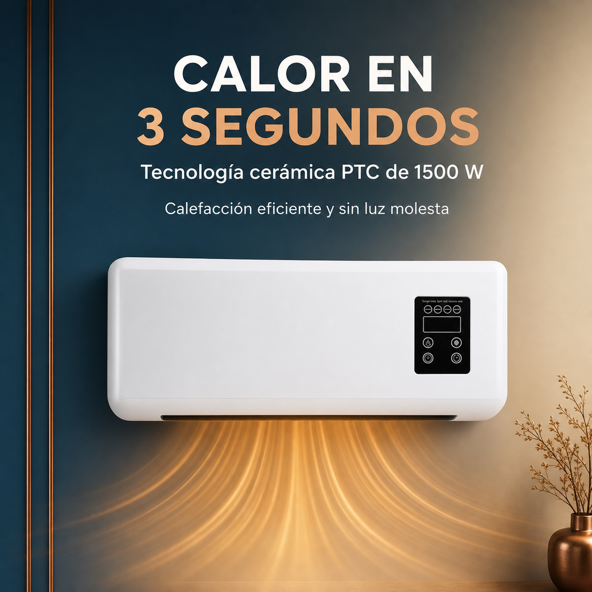 Climatizador eléctrico de pared 2 en 1 con función de aire fresco y calefacción