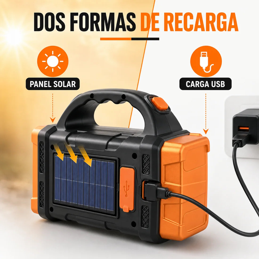 Panel solar y carga USB de la linterna Aurora