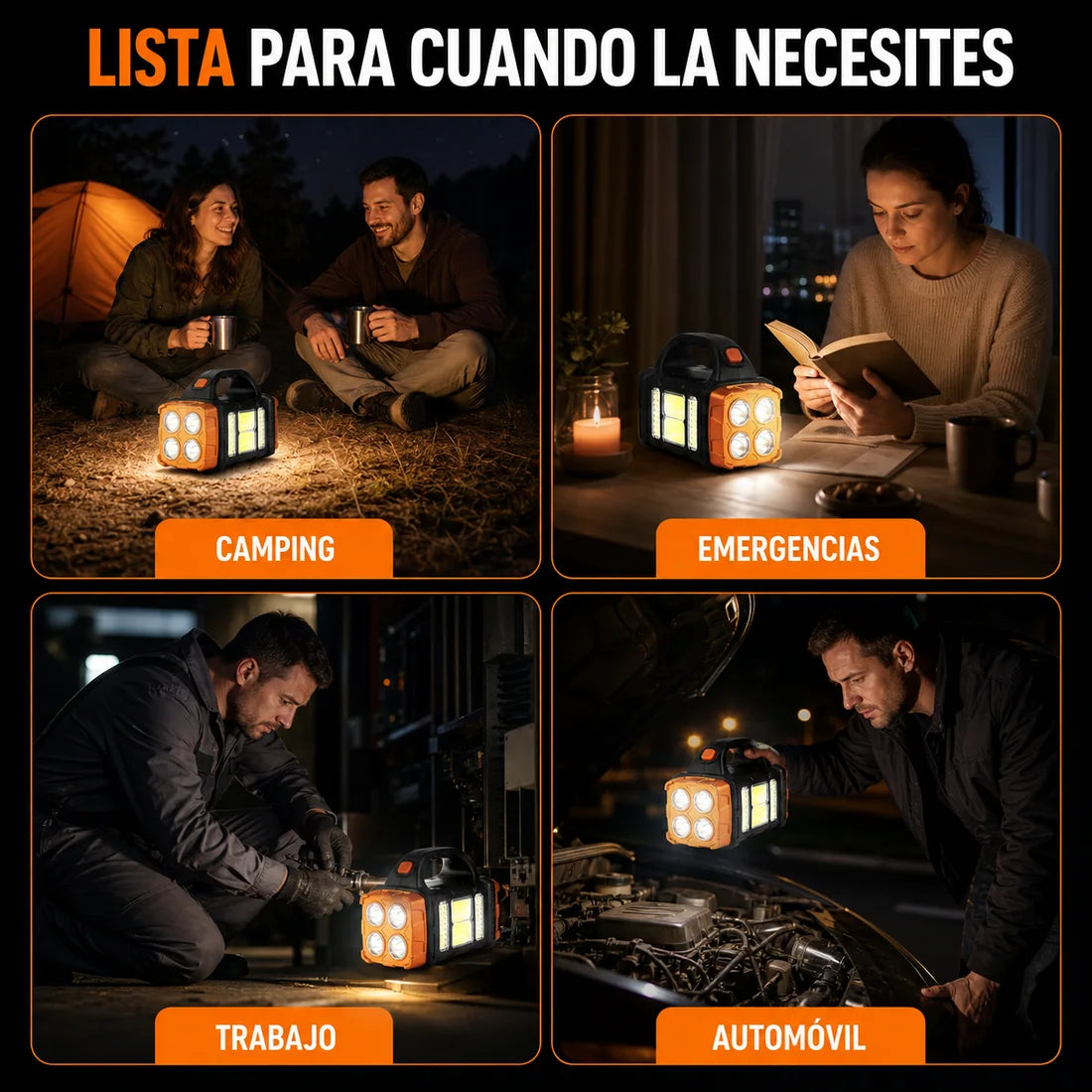 Linterna Aurora utilizada en camping, emergencias, trabajo y automóvil